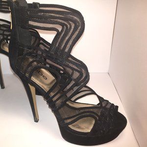 Black Mesh Back Gold Zipper Sexy high heel